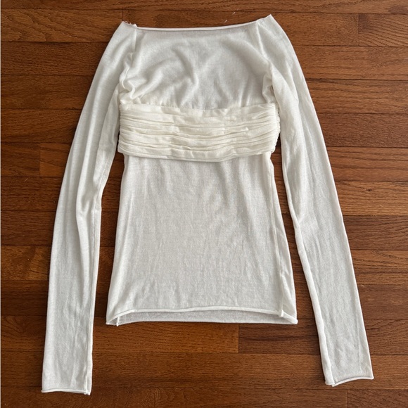 Orseund Iris White Ruched Bustier Blouse - Picture 4 of 4